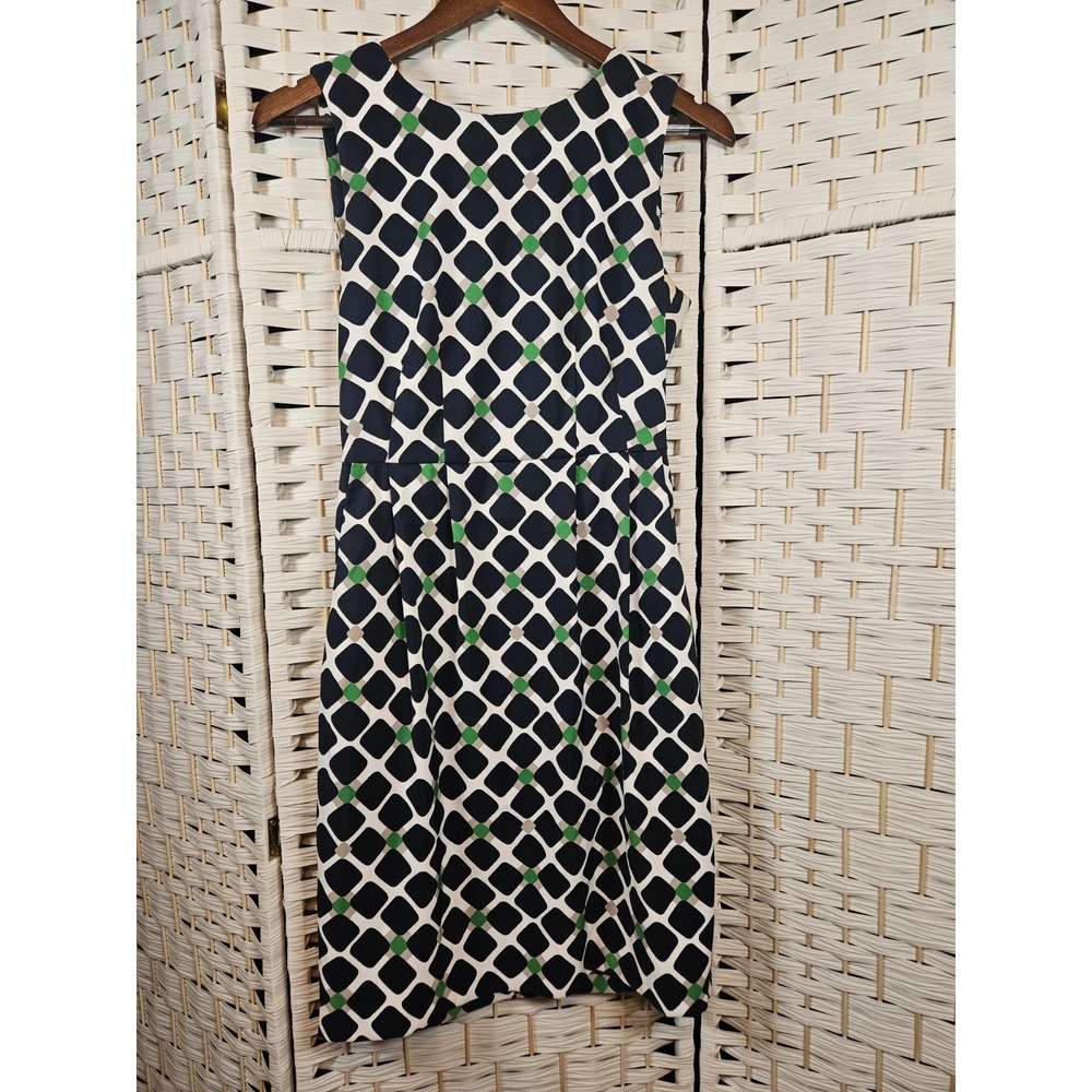 Dress Barn Fitted Geometric Dress Sz 6 Retro Work Career Church